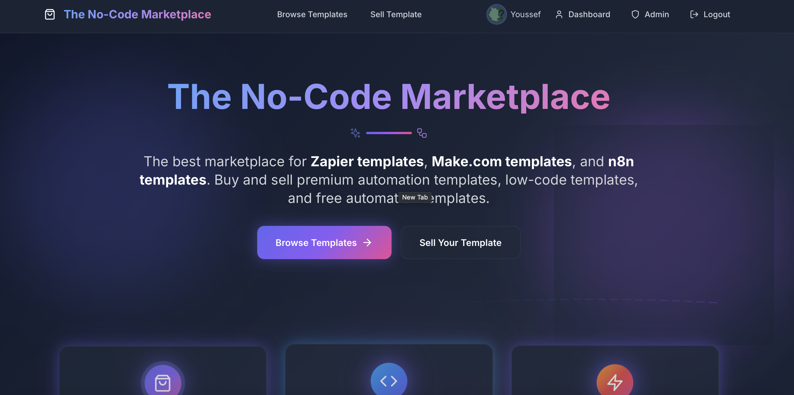 The No-Code Marketplace - Main product screenshot demonstrating key features and user interface