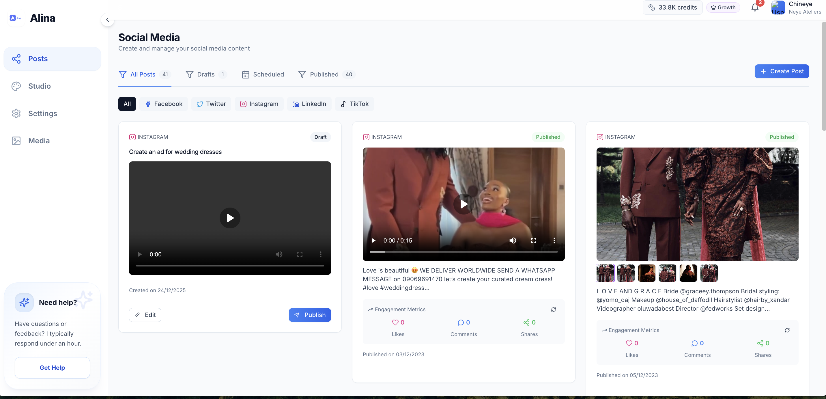 Alina - Main product screenshot demonstrating key features and user interface