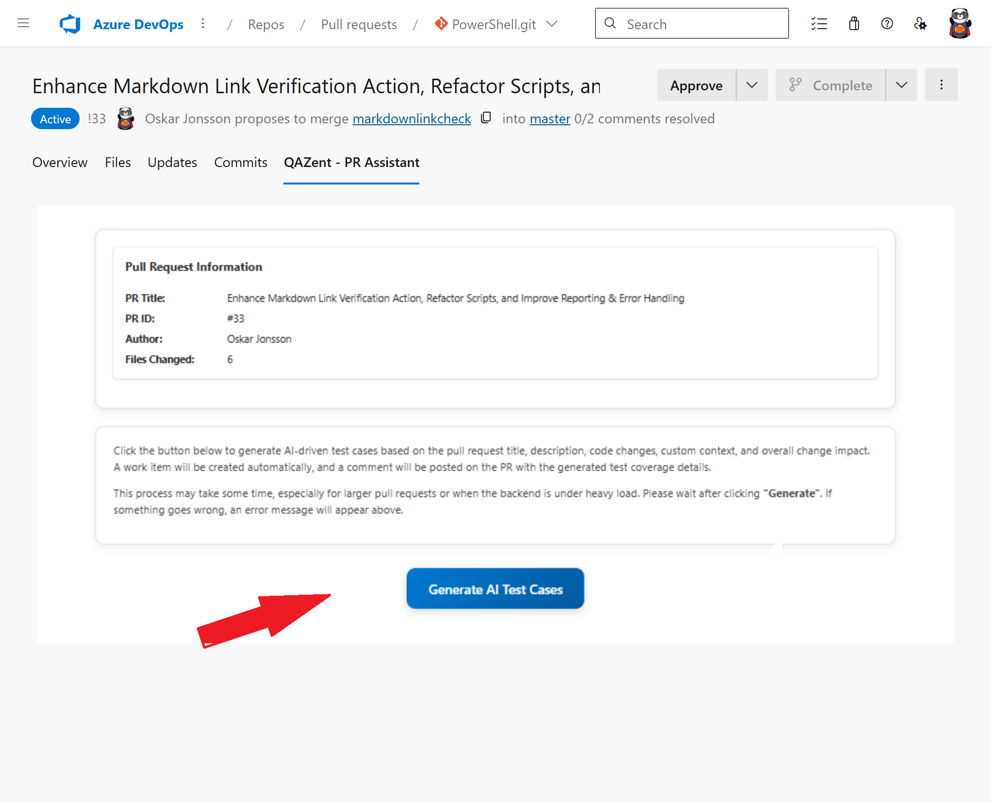 QAZent - PR Assistant for Azure DevOps gallery image