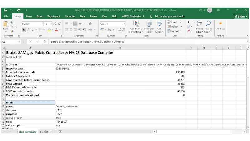 SAM.gov Contractor Database Compiler screenshot 12