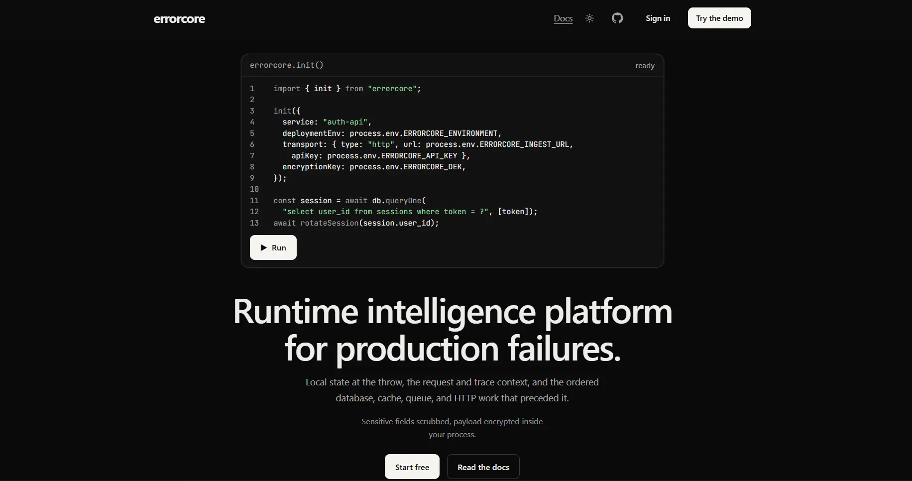 Errorcore screenshot