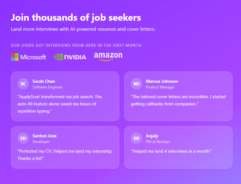 applyGOAT: 20k+users/80+countries/1month screenshot 4
