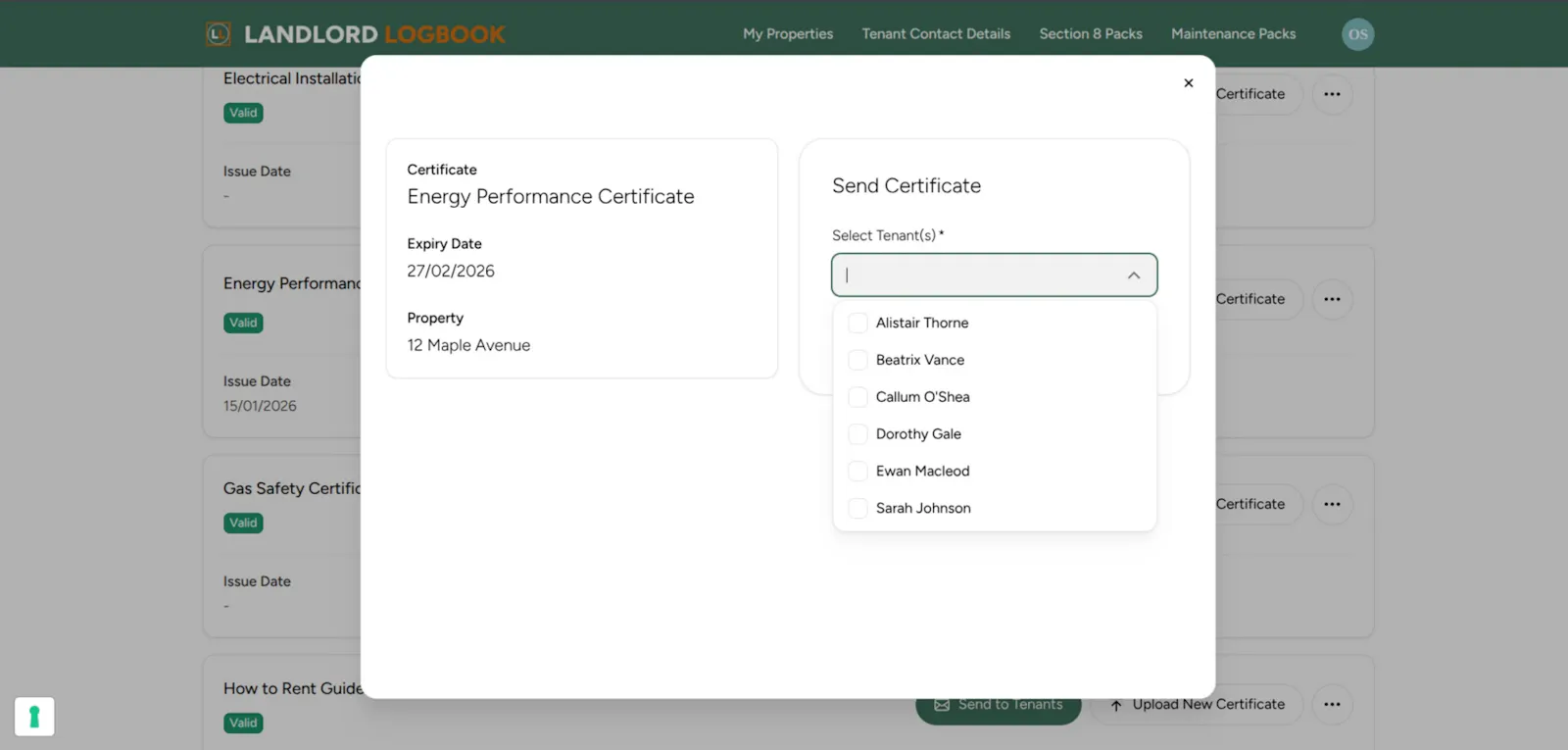 Landlord Logbook screenshot 1