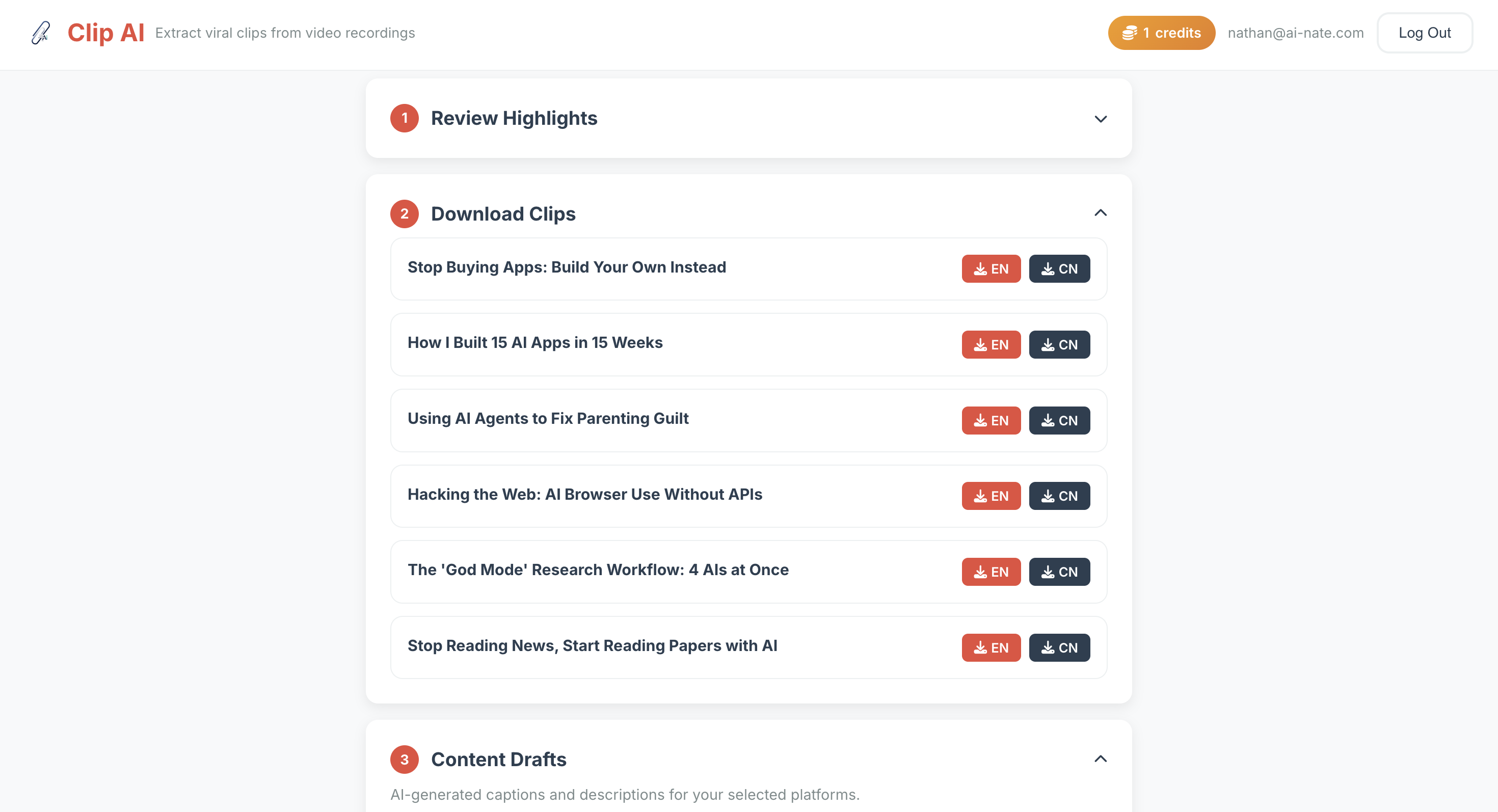 Clip AI - Screenshot 4 showing product features and functionality