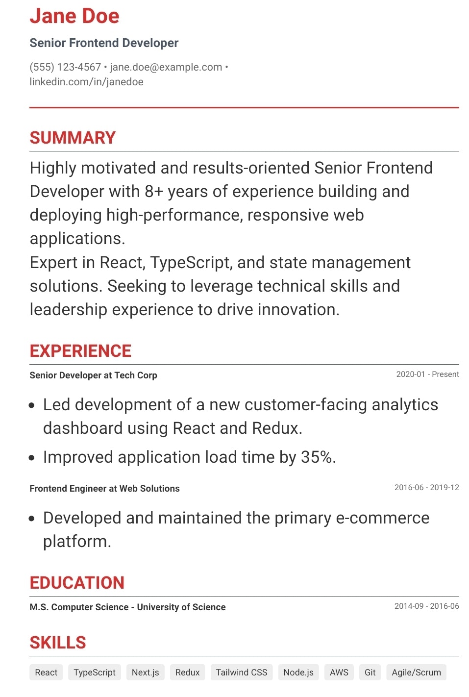 Professional PDF CV - Screenshot 4 showing product features and functionality