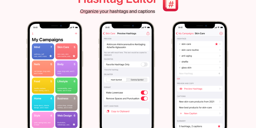 Hashtag Editor - Organize hashtags and captions you use on social media | Product Hunt