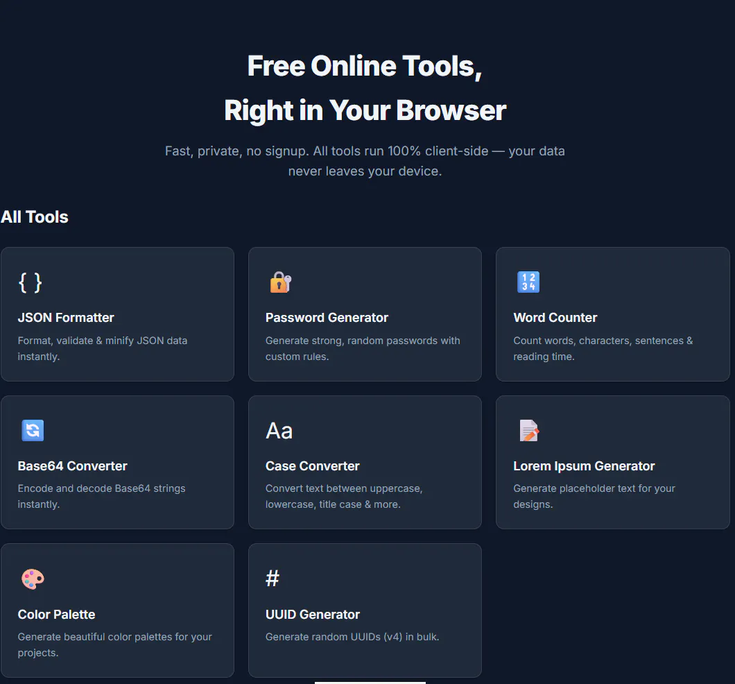 ToolPilot — Free Online Tools 제품 배너