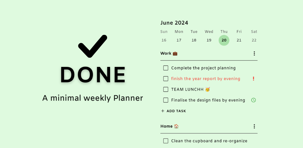 startuptile Done-Minimal weekly planner