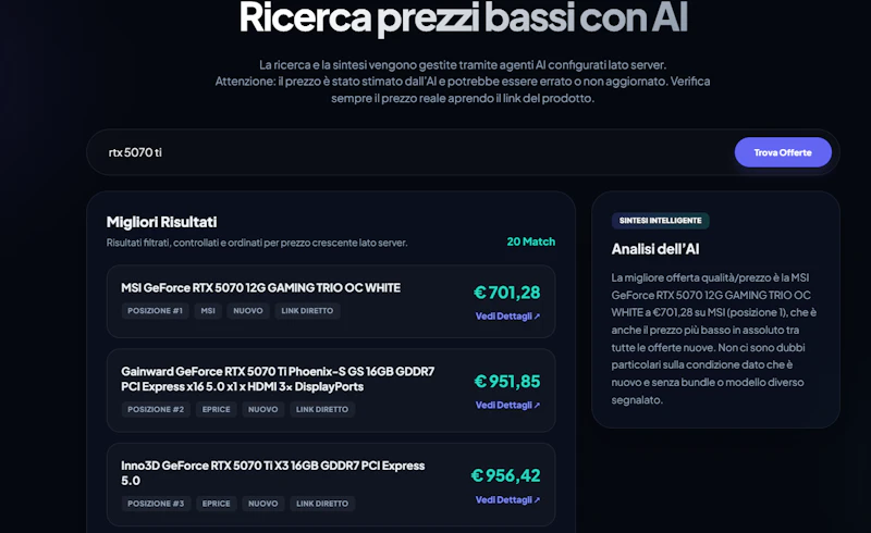 Ricerca prezzi bassi con AI screenshot 2