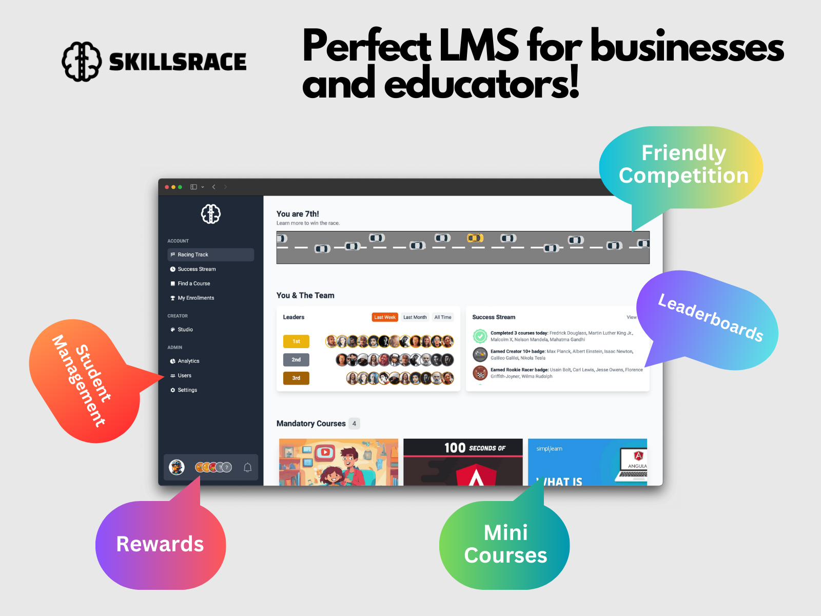 Mídia 1 de SkillsRace - Sistema de gerenciamento de aprendizagem que realmente motiva o aprendizado