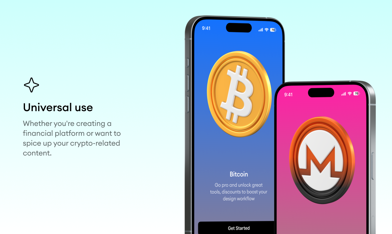 Animasyonlu kripto paraları - Finansal projeler için 60 ücretsiz animasyonlu 3D kripto paraları medya 2