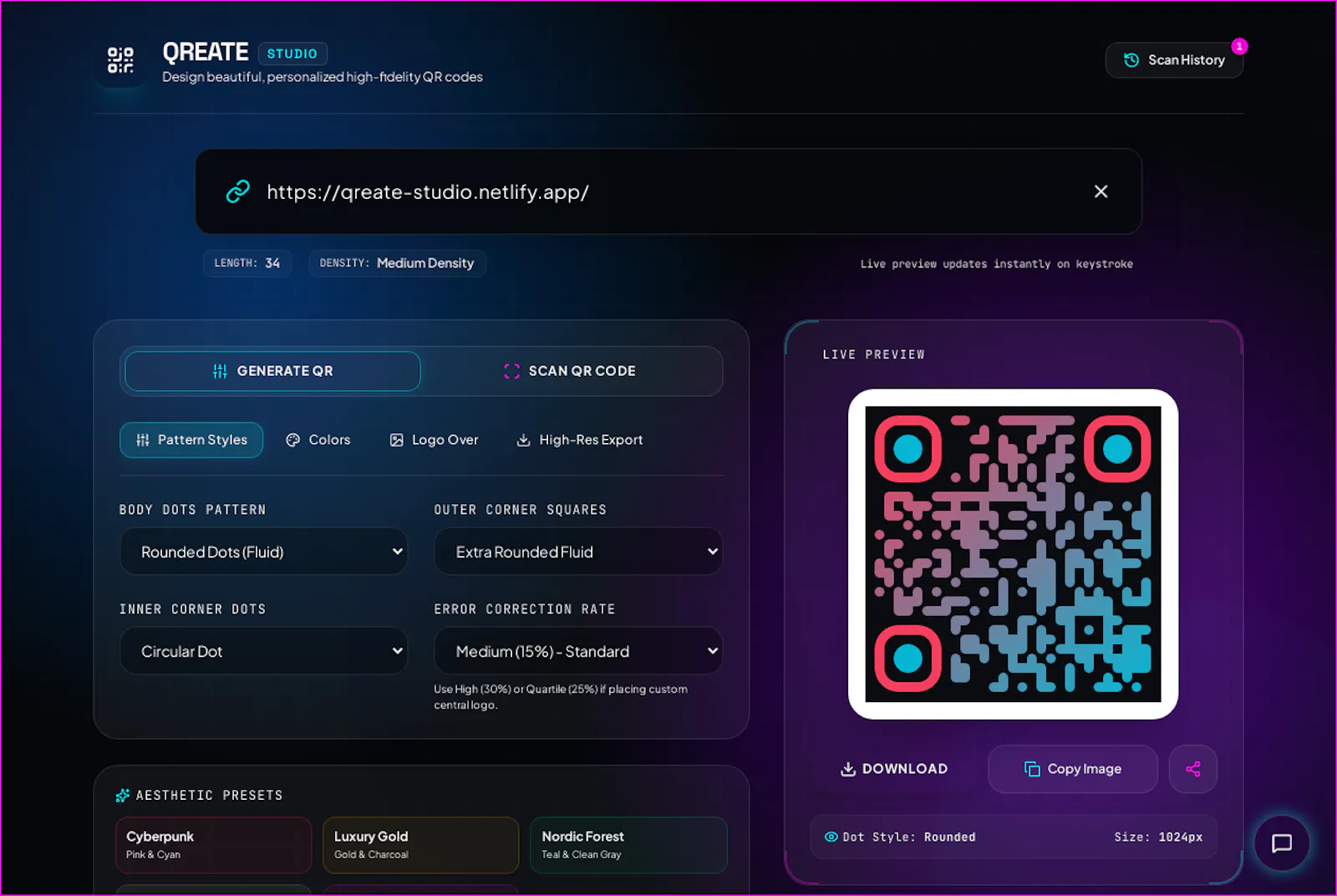 Aesthetic QR Code Generator screenshot 1