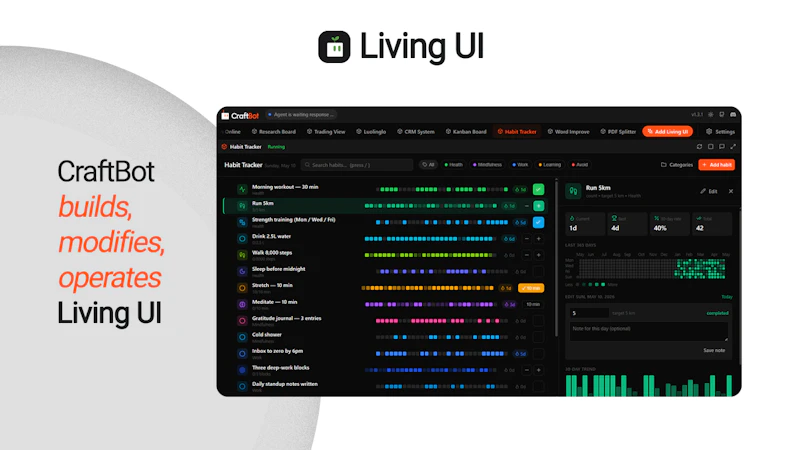 CraftBot with Living UI screenshot 2
