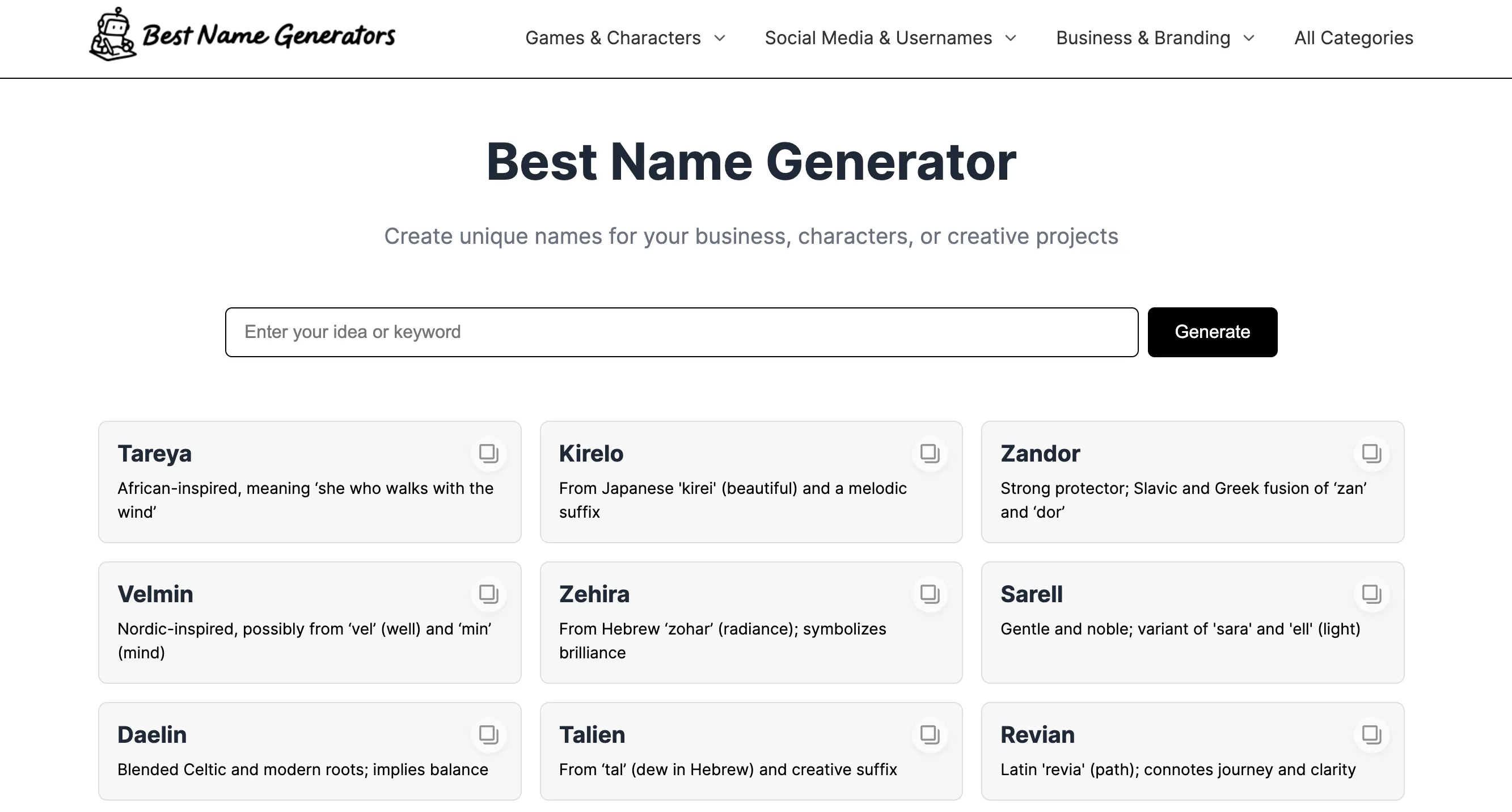 Best Name Generator のプロダクトバナー