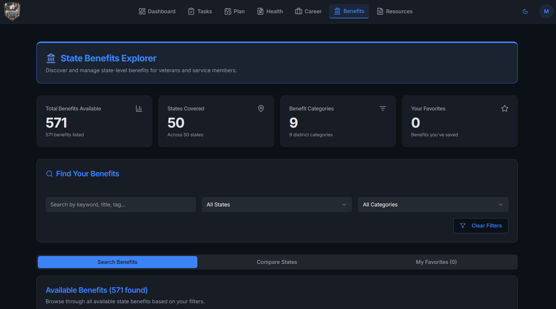 Veterans Transition Center - Screenshot 2 showing product features and functionality