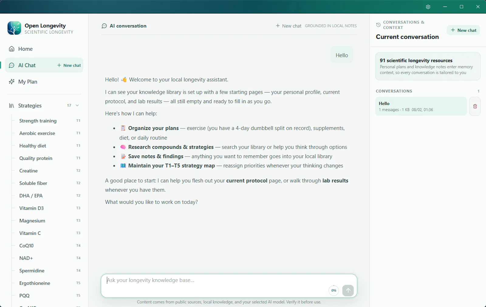 OpenLongevity screenshot 1