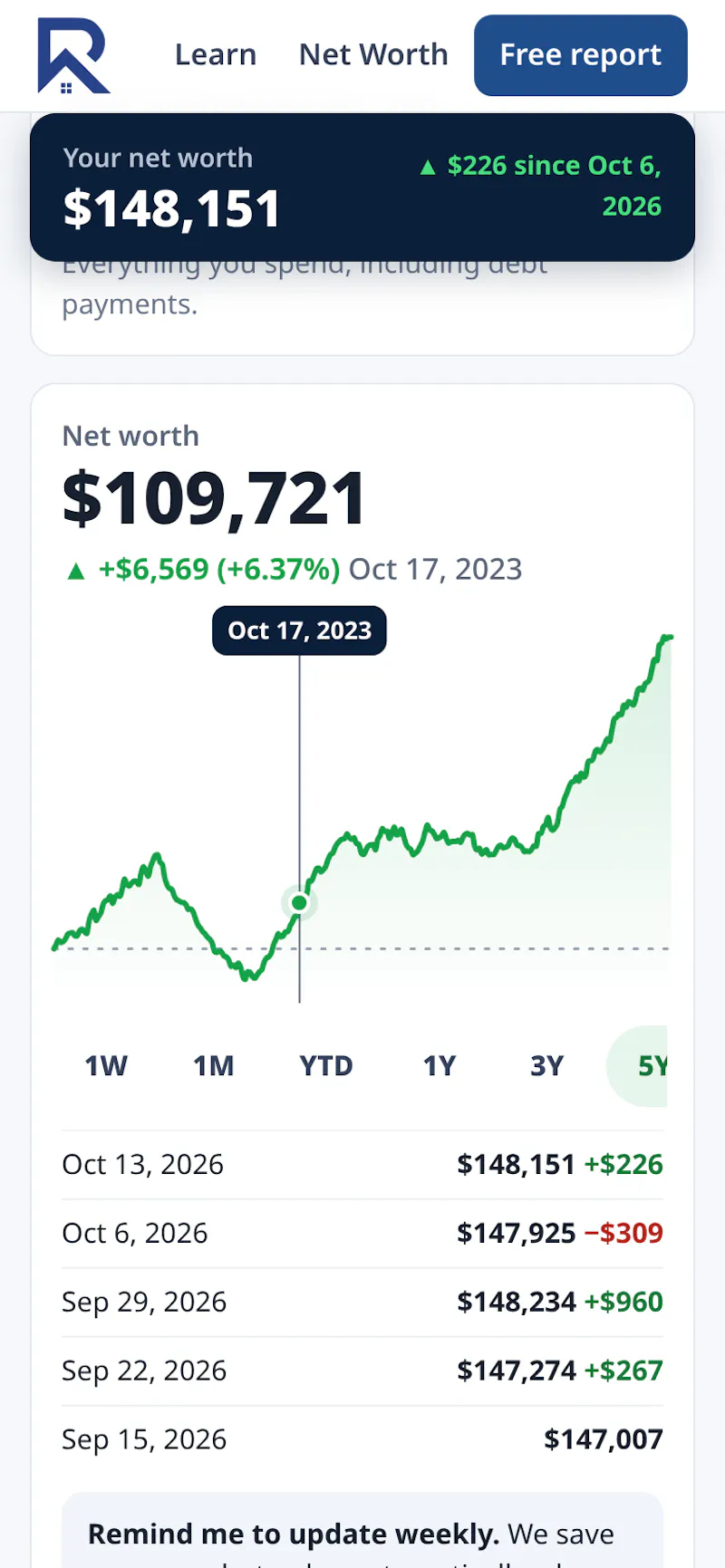 ROW Net Worth Analyzer screenshot 2