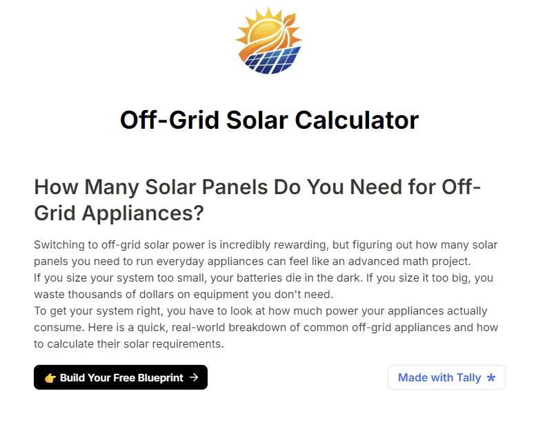 Off-Grid Solar Calculator gallery image