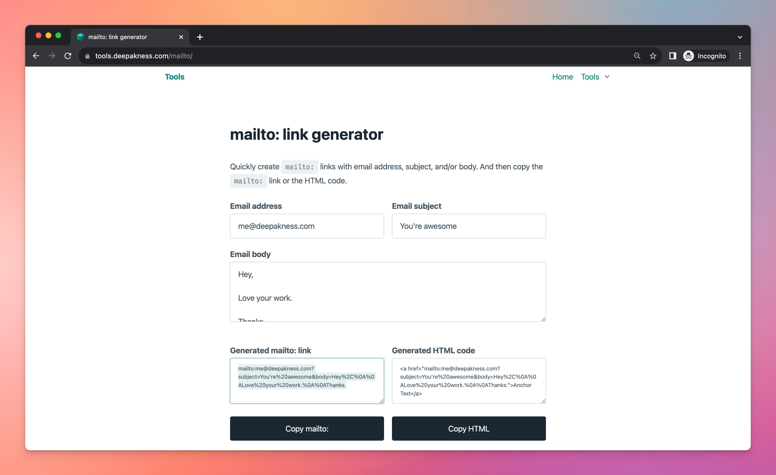 mailto: Link Generator media 1