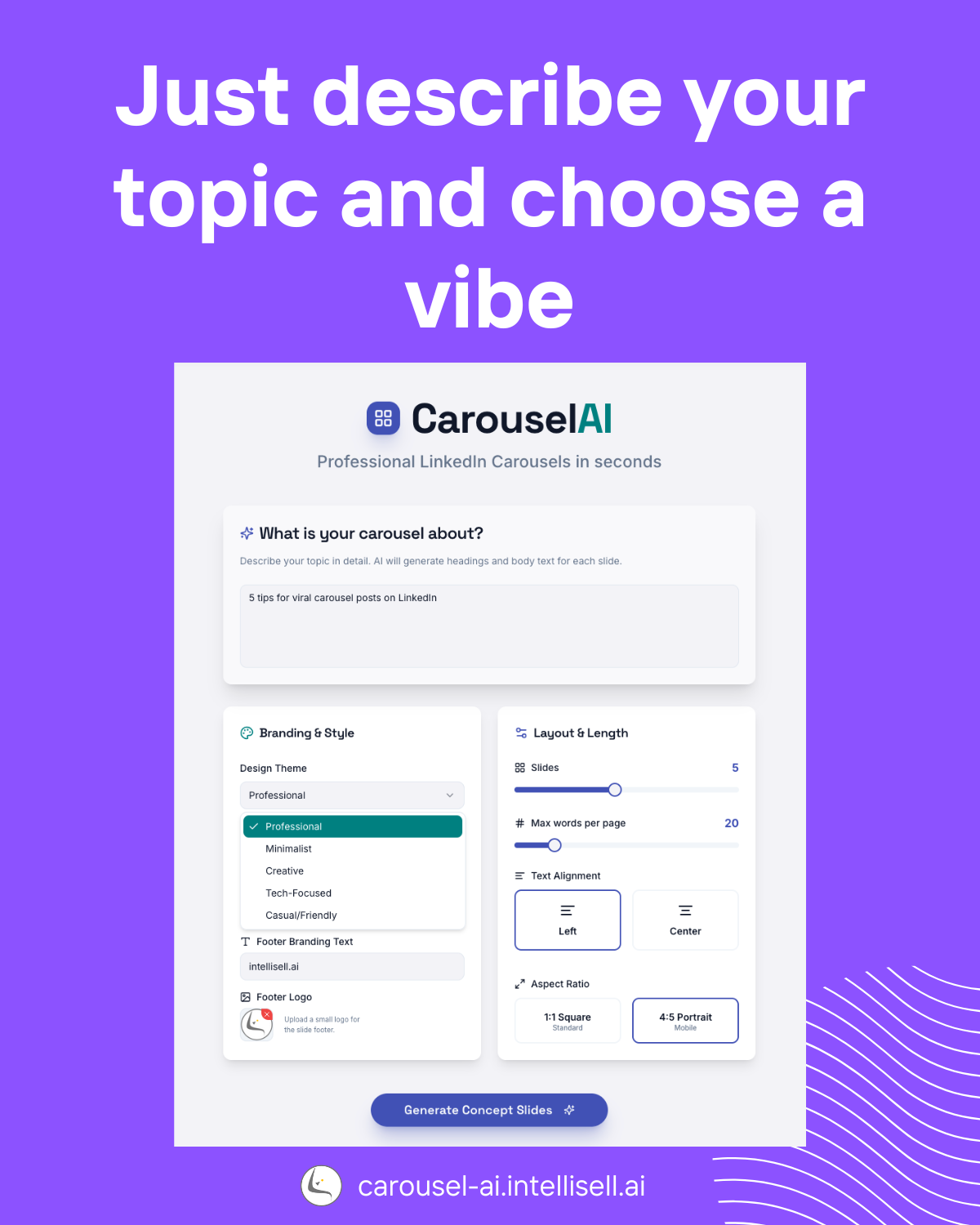 Free AI LinkedIn Carousel Generator gallery image