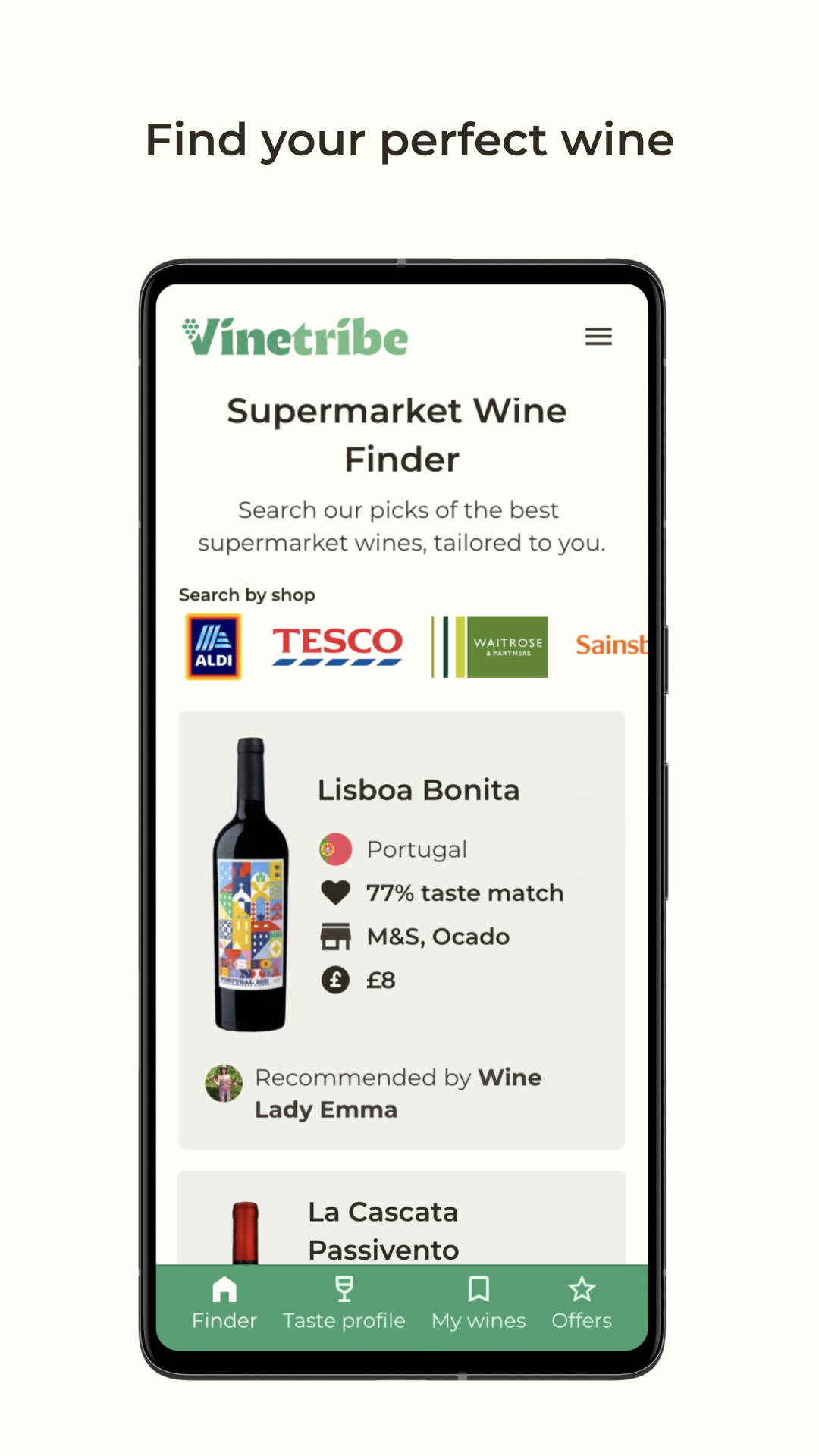 وسائط Vinetribe النبيذ الباحث - توصيات نبيذ مخصصة لمتاجراتك المحلية 2