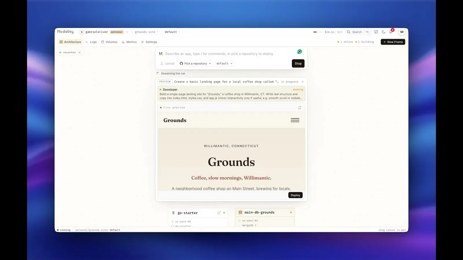 Modality.sh screenshot 1 (video preview)