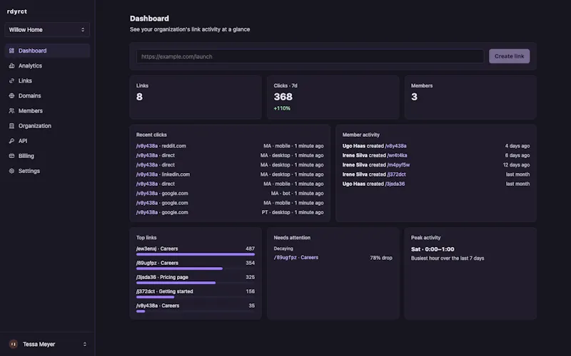 Rdyrct - URL Shortener for Teams screenshot 1