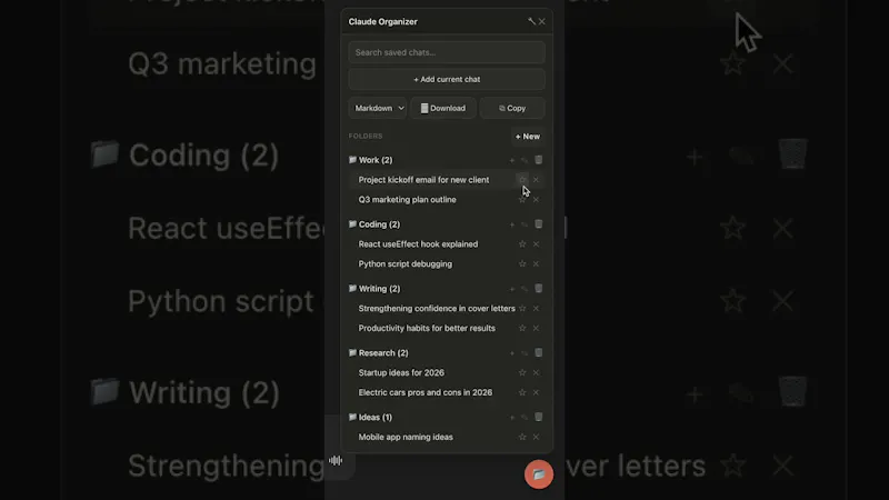 Claude Organizer screenshot 1 (video preview)