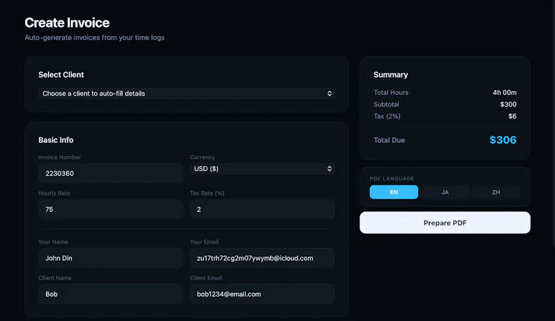 Flowly — Time Tracking & Invoicing screenshot 5