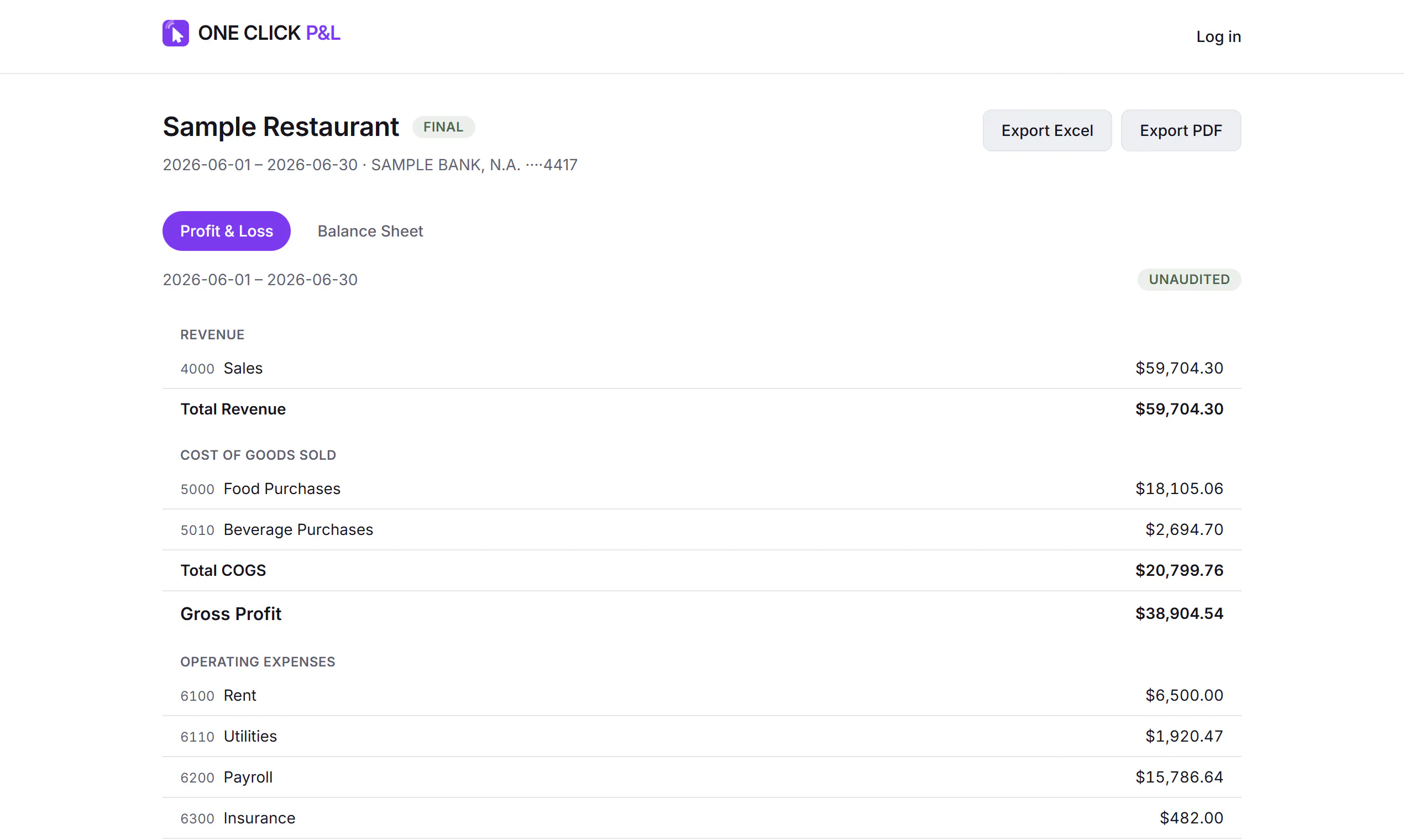ONE CLICK P&L gallery image