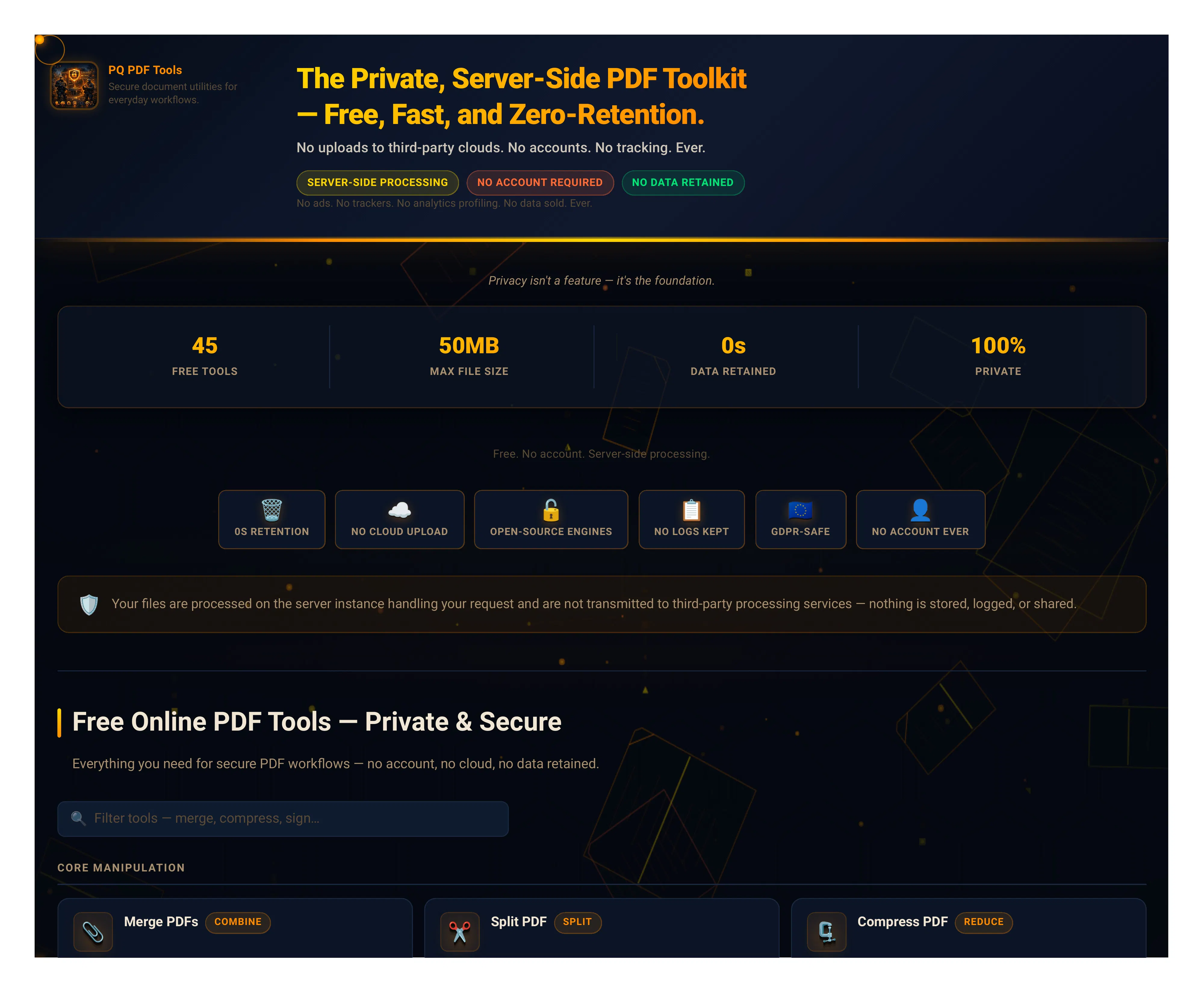 PQ PDF — 45 Tools and PDF Security のプロダクトバナー