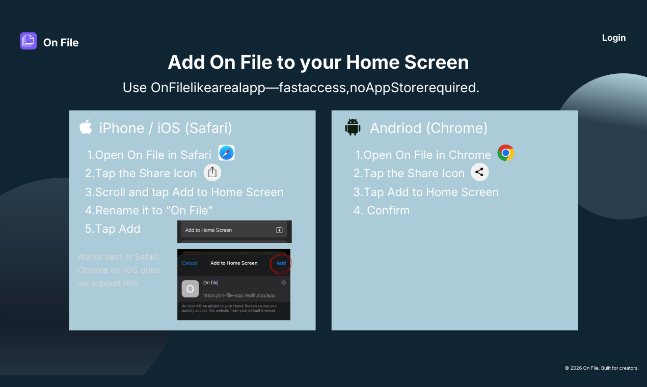 On File - Screenshot 2 showing product features and functionality