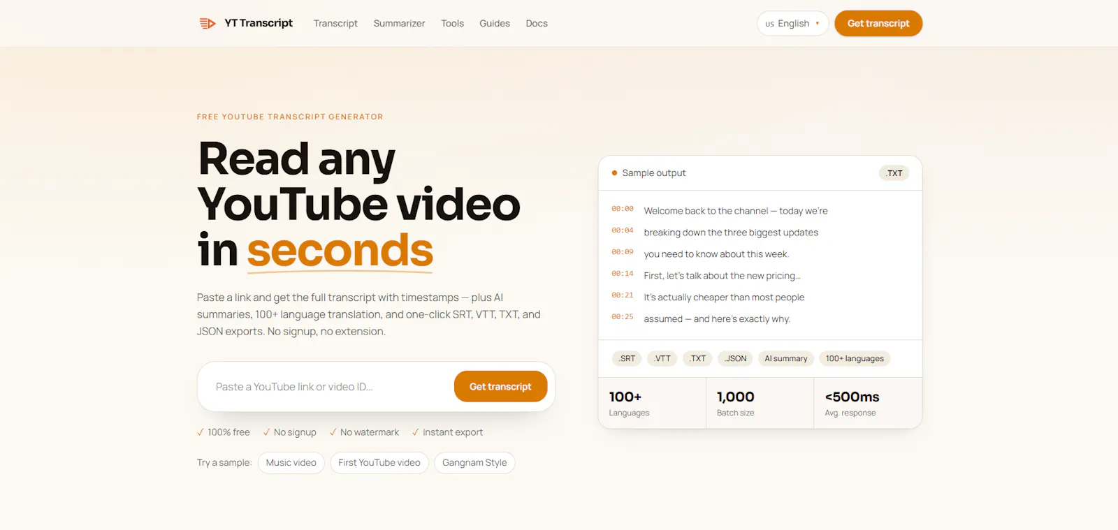 YouTubeGetTranscript screenshot 1