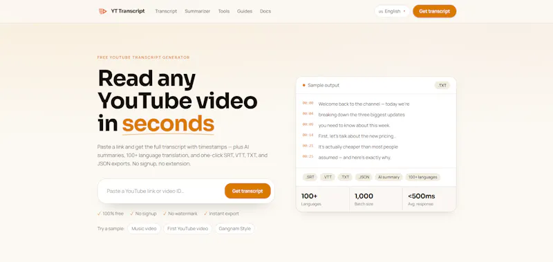 YouTubeGetTranscript screenshot 1