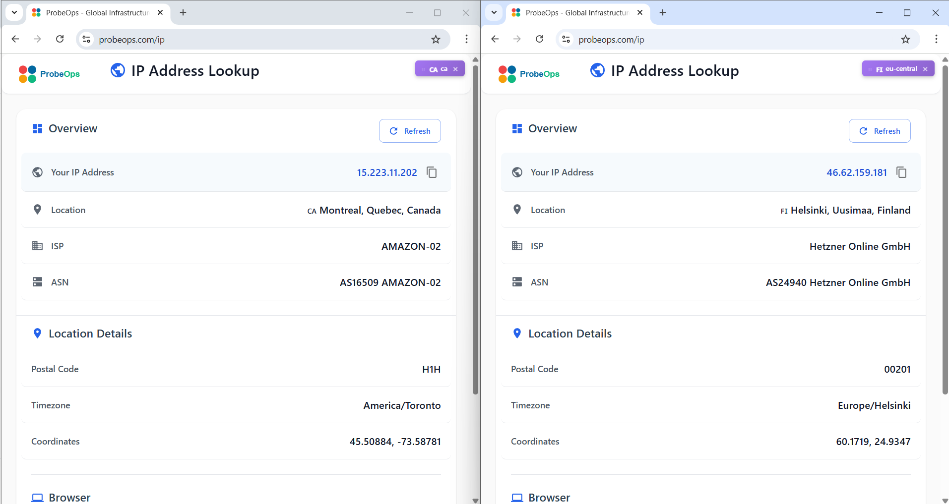 ProbeOps Horizon - Multi Geo Browser - Screenshot 4 showing product features and functionality