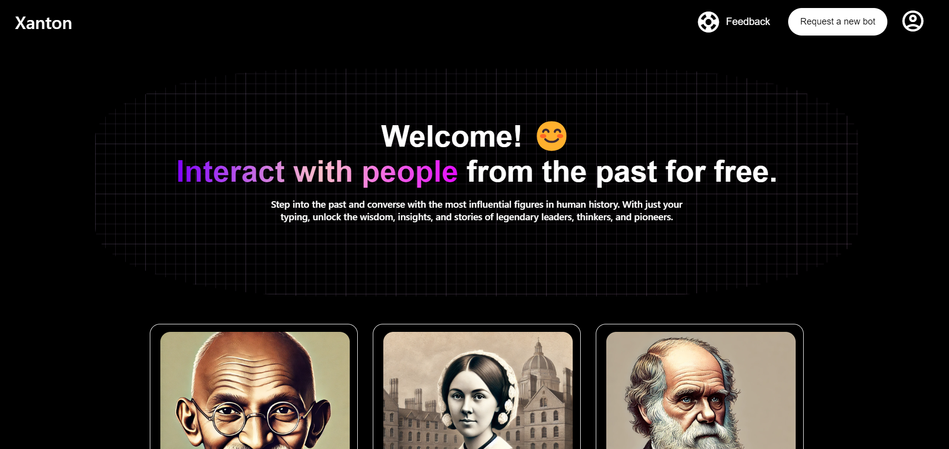 Xanton - Eine Website, auf der Sie mit historischen Figuren kommunizieren können Medien 1