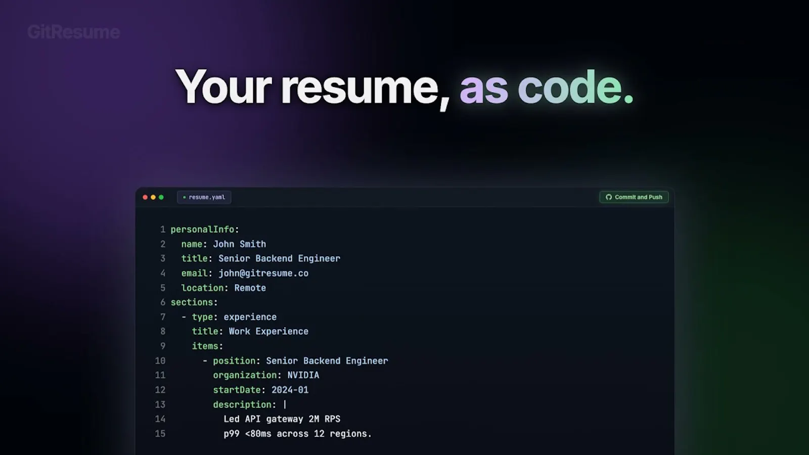 GitResume: Resume as Code screenshot 1 (video preview)
