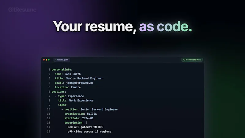 GitResume: Resume as Code screenshot 1 (video preview)