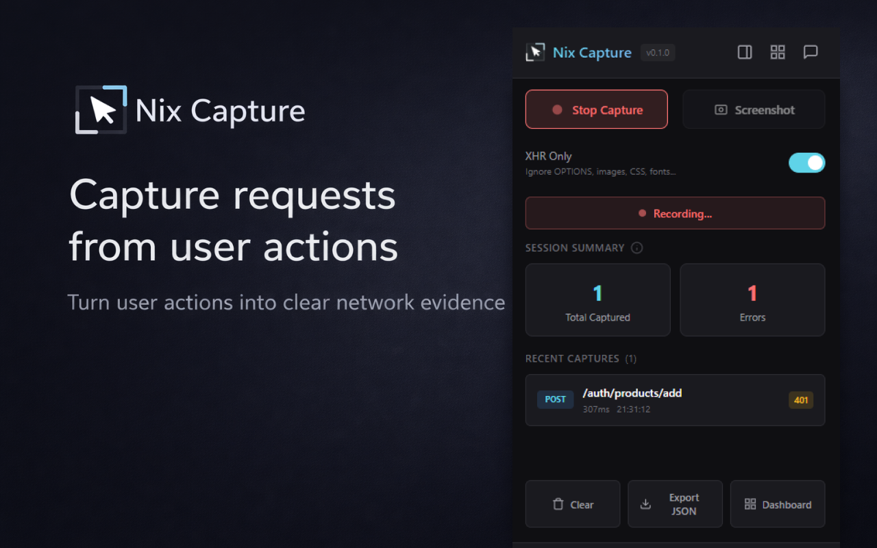 Nix Capture - Main product screenshot demonstrating key features and user interface
