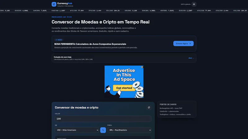 CurrencyHub - Cotações e Calculadoras screenshot 1