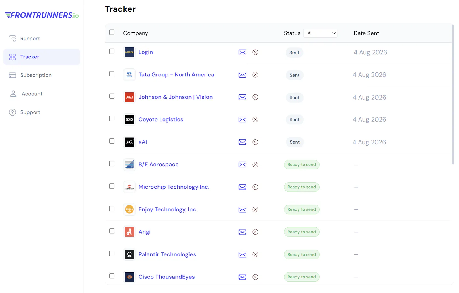 Frontrunners.io screenshot 2