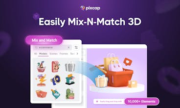 Массив динамических 3D-элементов, доступных на Pixcap для графического дизайна.