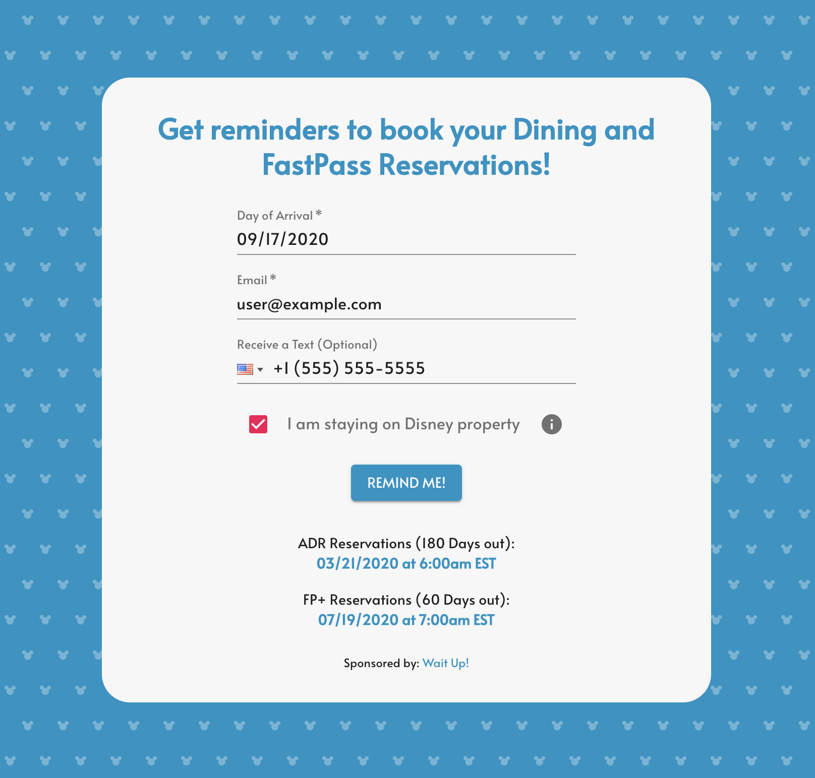 Walt Disney World Reservation Reminders gallery image