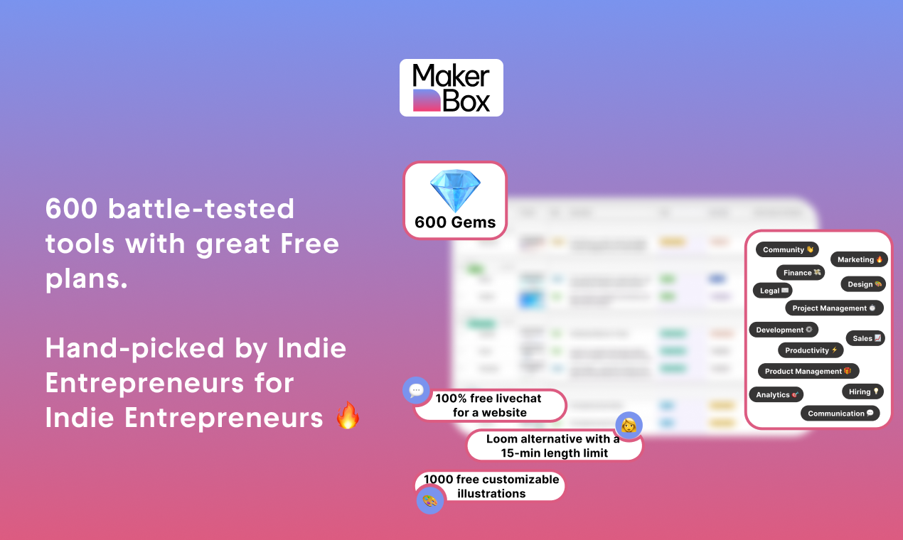 Makerbox - 600 Tools mit großzügigen kostenlosen Plänen für Indie -Unternehmer Medien 2