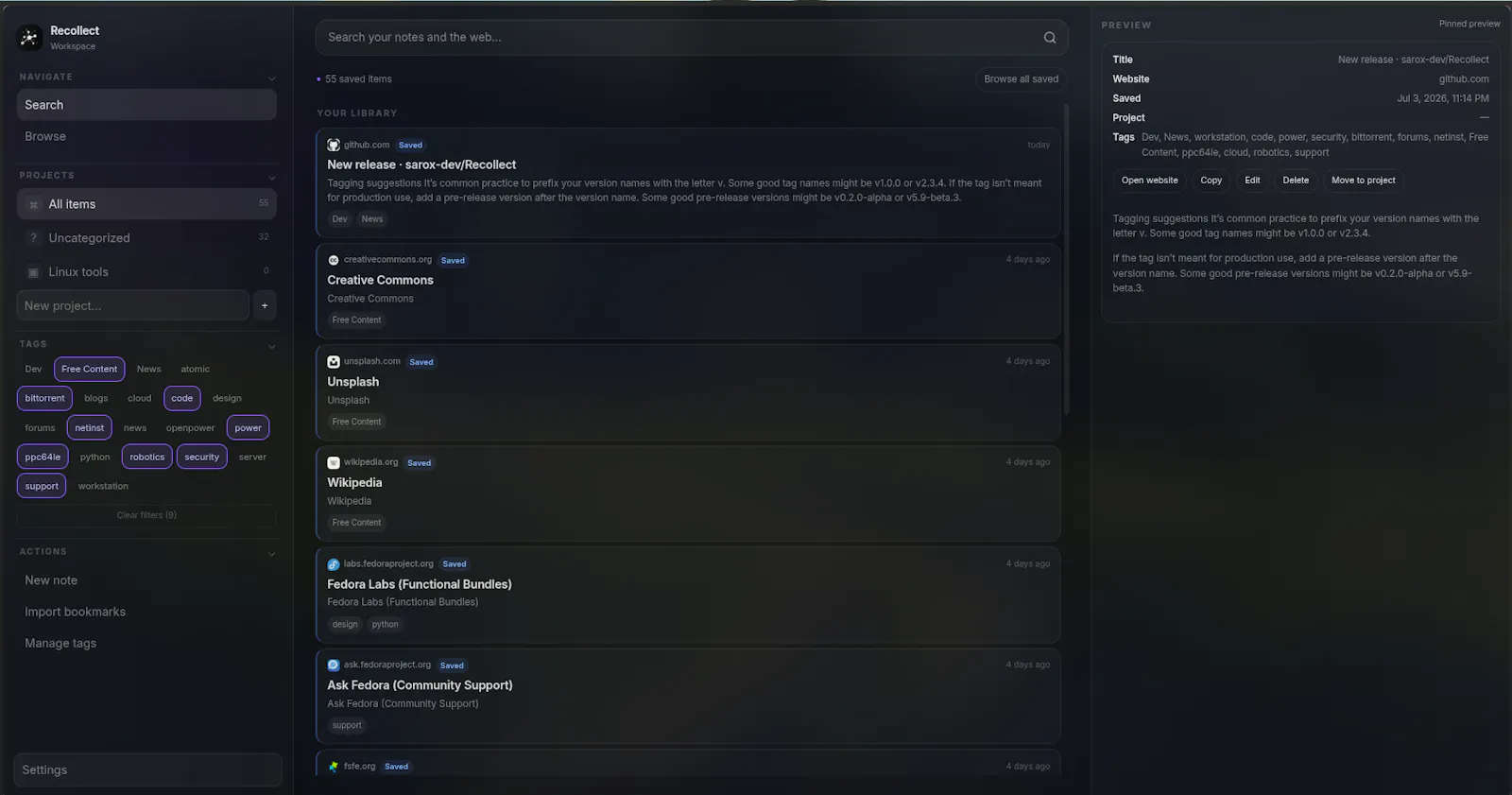 Recollect screenshot 2