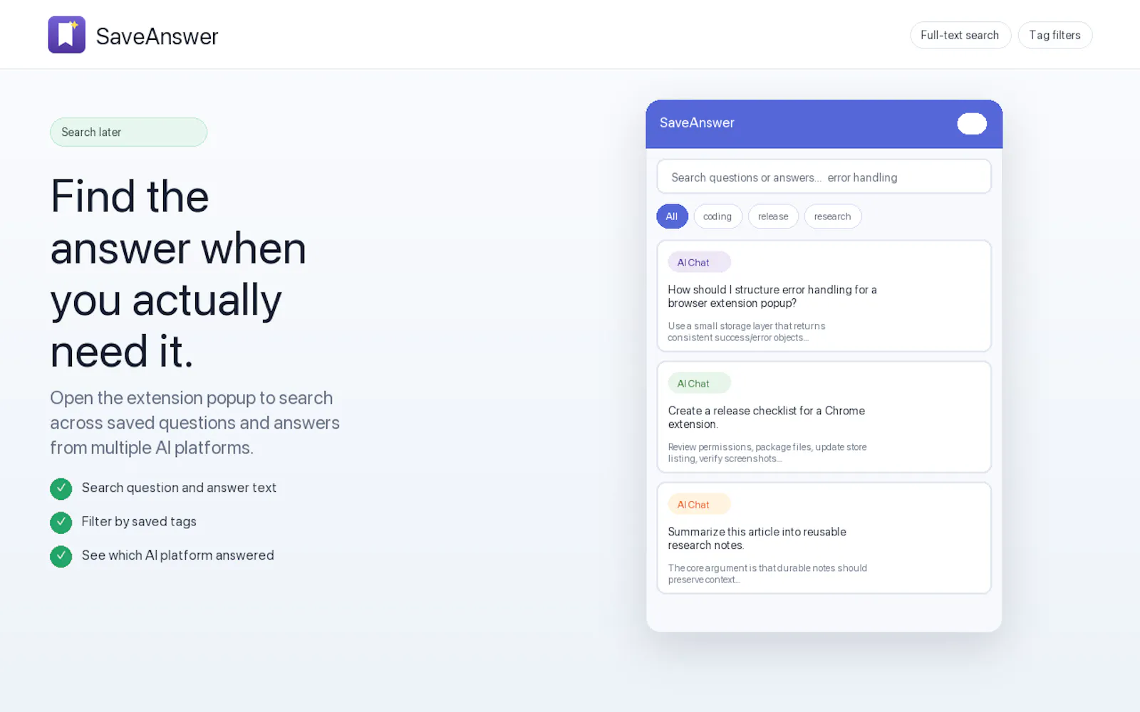 SaveAnswer screenshot 2