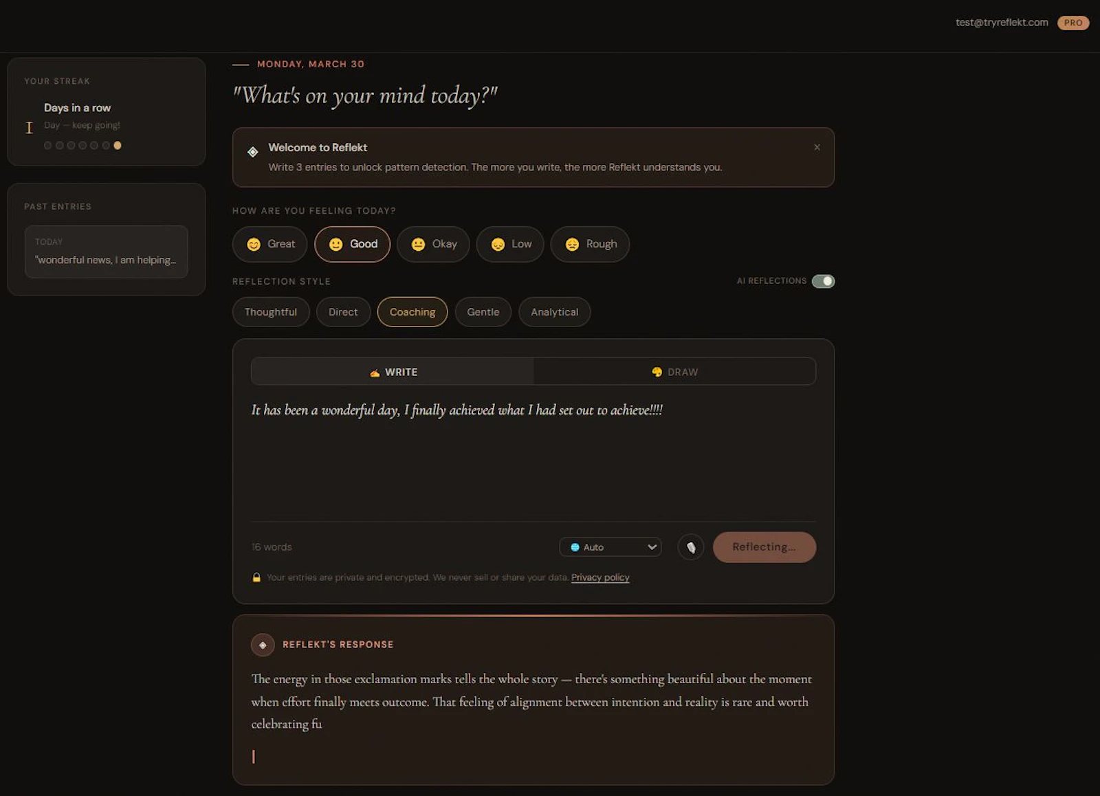 Reflekt — The journal that writes back screenshot 9