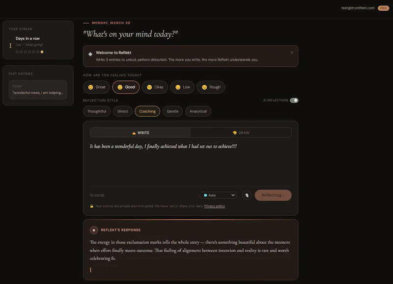Reflekt — The journal that writes back screenshot 9
