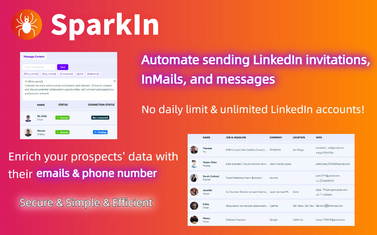 Chispa - Herramienta de automatización de LinkedIn potente |Finder de correo electrónico de LinkedIn media 2