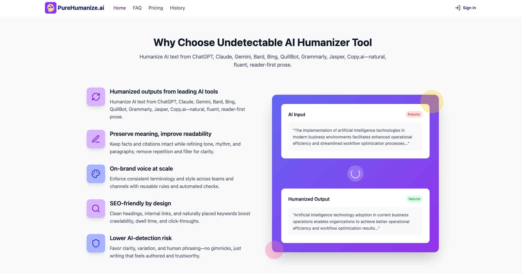 وسائط purehumanize.ai - اجعل نص AI صوتًا بشريًا - كتابة غير قابلة للاكتشاف 2